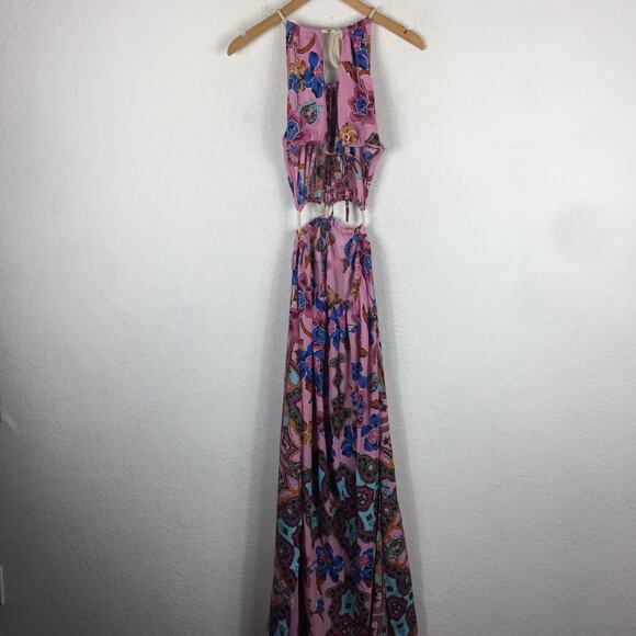 NWT ASOS DESIGN Rope Maxi Dress Size 8 Trim Cut Out Paisley Print Plunge Beach - Picture 13 of 14